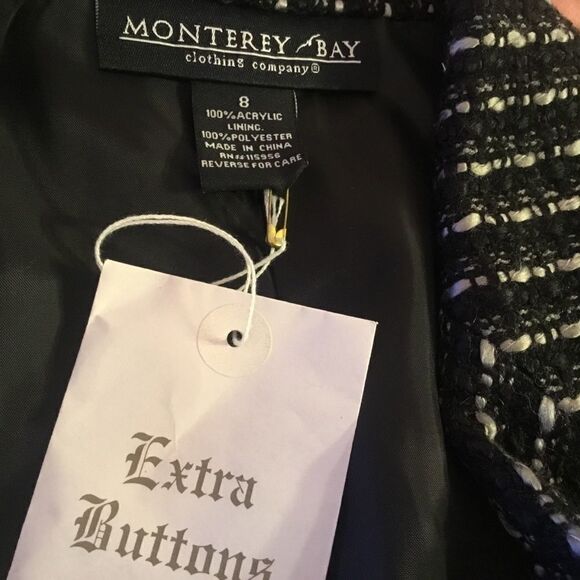 NWT Monterey Bay Black & Grey Boucle Jacket Women’s Sz. 8 - Picture 7 of 8